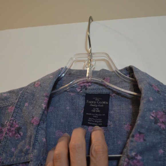 FADED GLORY (1972)qaulity Goods Button Shirt Short Sleeves Floral Shirt L(12-14) - Picture 3 of 6